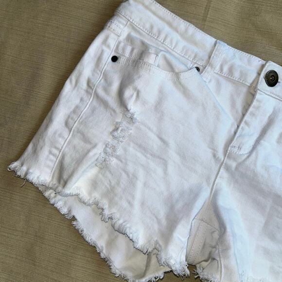 O’neill Raw Hem Distressed DENIM SHORTS white size 9 - Picture 2 of 10